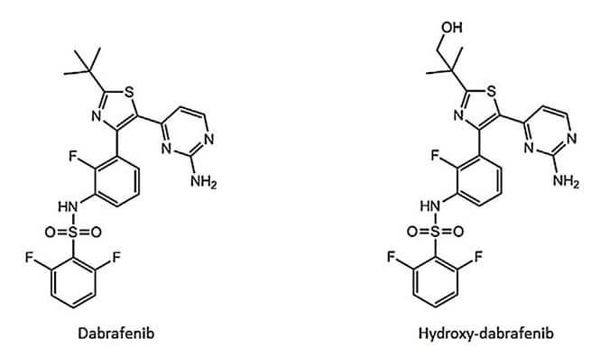 开发并验证新的LC-MS/MS要领，，，用于定量人血浆中达拉非尼及其主要代谢物羟基达拉非尼 (OHD)。。本研究中OHD(纯度>99%)通过CC网投合成